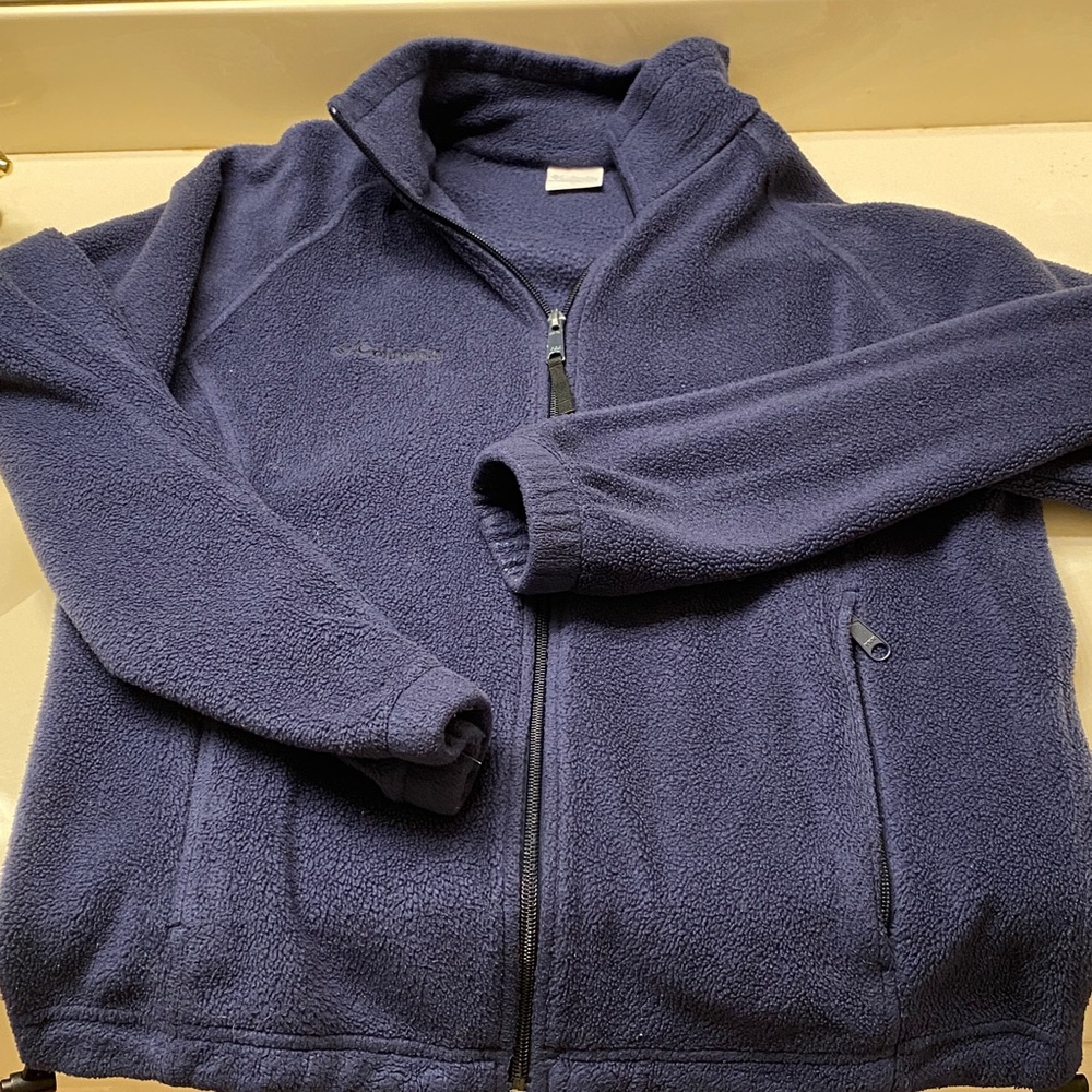 Women’s Columbia Fleece zip jacket. Medium, gently used. Slate blue.